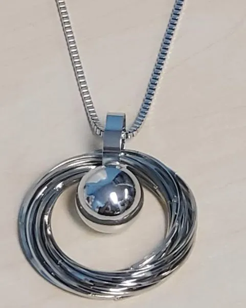 polly Necklaces N566 Silver Color Rings Ball Necklace with FREE Earrings