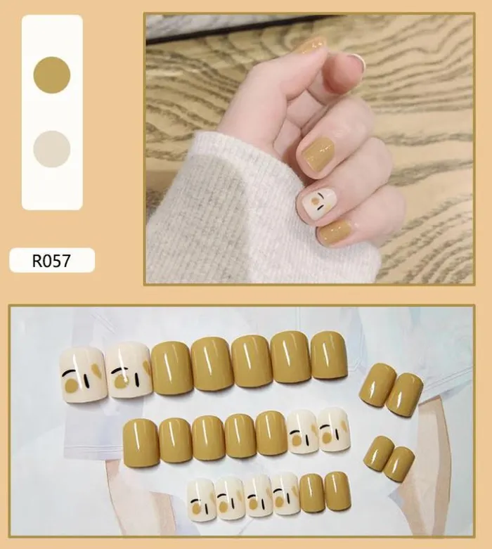 Polly NS568 Short Square Press On Nails 24 Pieces R057 Earrings