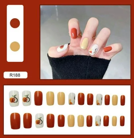 Polly NS72 Long Square Press On Nails 24 Pieces R188 Earrings