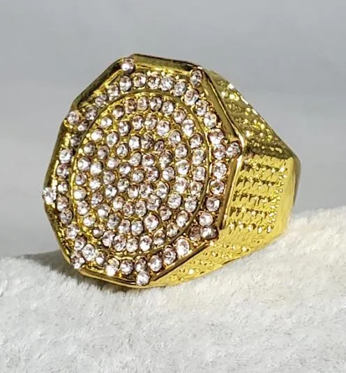 POLLY Rings R696 Gold Multi Rhinestone Ring