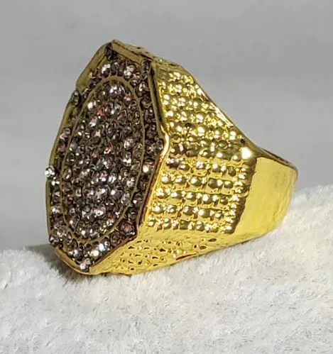 POLLY Rings R696 Gold Multi Rhinestone Ring