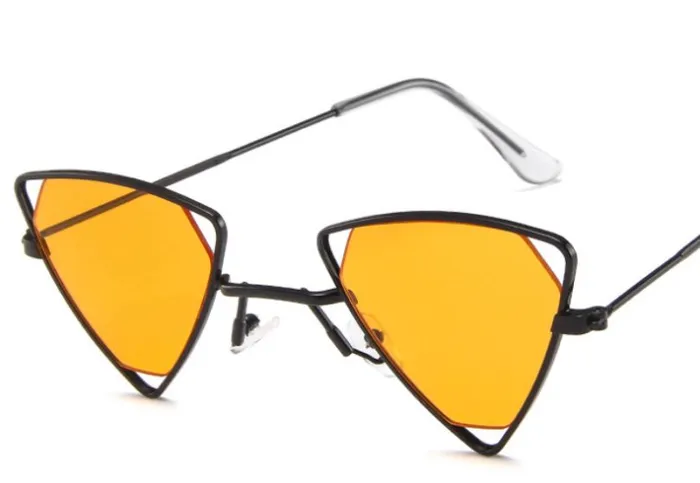 POLLY Rings S109 Orange Lens Black Metal Frame Triangle Sunglasses