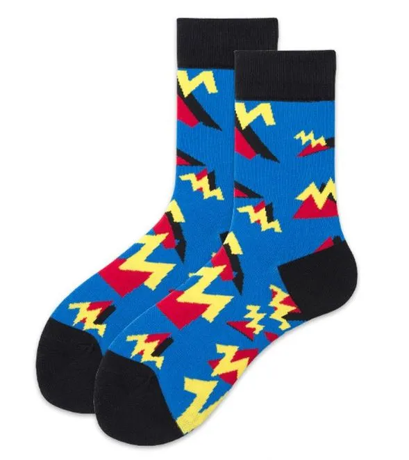 POLLY Rings SF611 Royal Blue Yellow Squiggles Red Triangle Socks