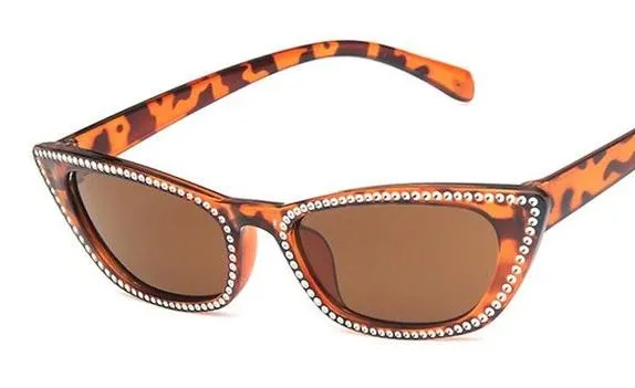POLLY S316 Leopard Frame Silver Accent Sunglasses Rings