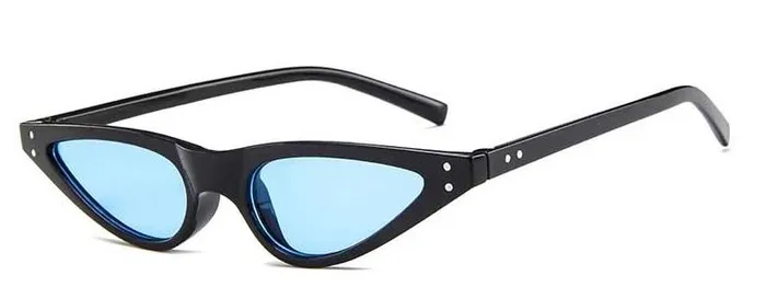 POLLY S389 Black Frame Blue Lens Cat Eye Sunglasses Rings