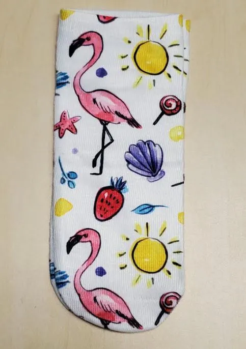 POLLY SF1006 Fun in the Sun Flamingo Socks Earrings
