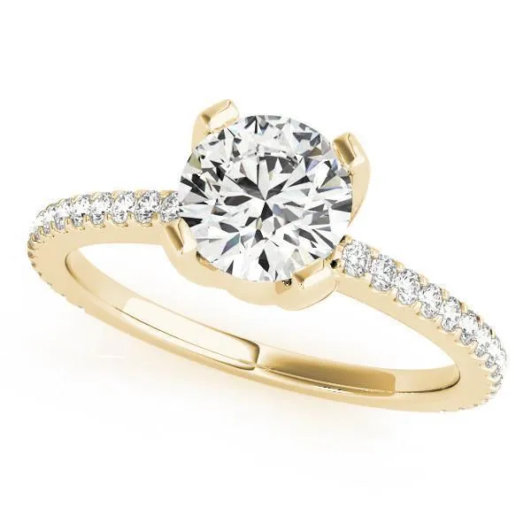 Pompeia Round Center Stone Diamond U Shaped 4 Prong Crown High Shoulders Ring Fire Brilliance Rings