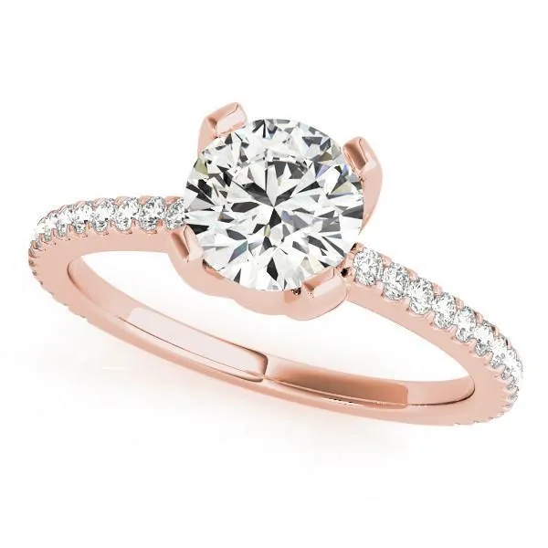 Pompeia Round Center Stone Diamond U Shaped 4 Prong Crown High Shoulders Ring Fire Brilliance Rings