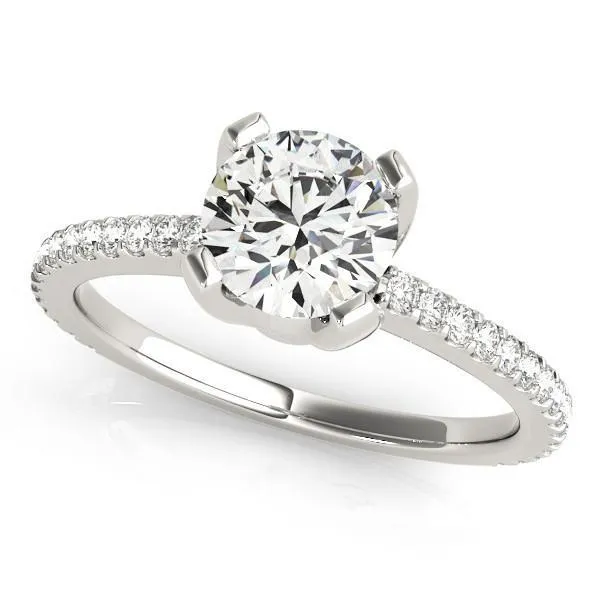 Pompeia Round Center Stone Diamond U Shaped 4 Prong Crown High Shoulders Ring Fire Brilliance Rings