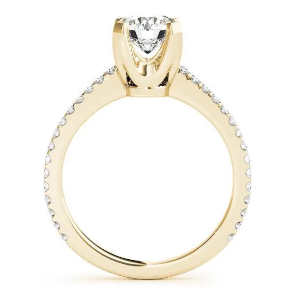 Pompeia Round Center Stone Diamond U Shaped 4 Prong Crown High Shoulders Ring Fire Brilliance Rings