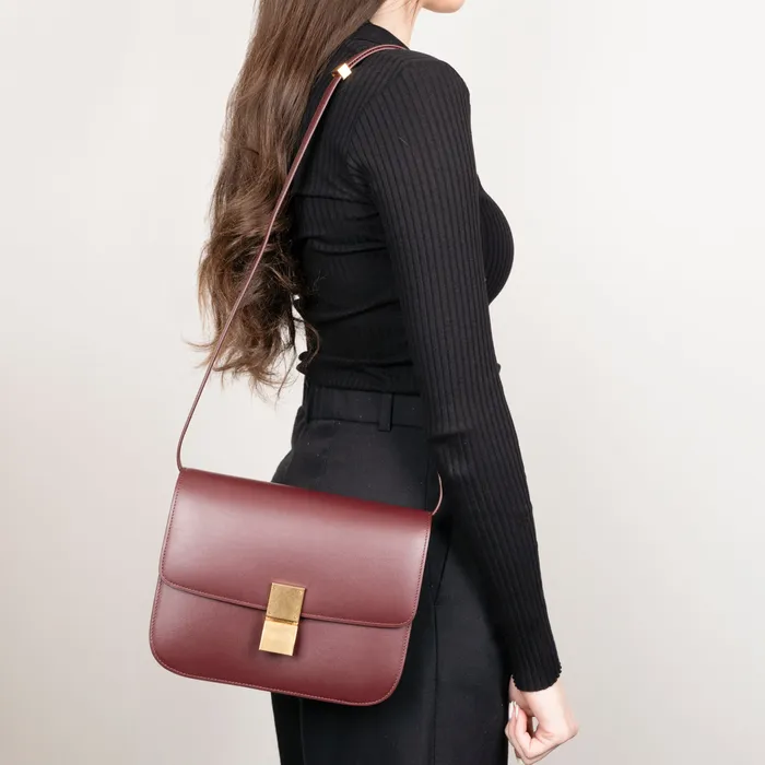 PreOwned Celine Medium Calf Box Flap Bag Celine Earrings