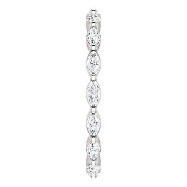 Prestine Marquise Diamond Single Shared Prong Full Eternity Band Fire Brilliance Rings