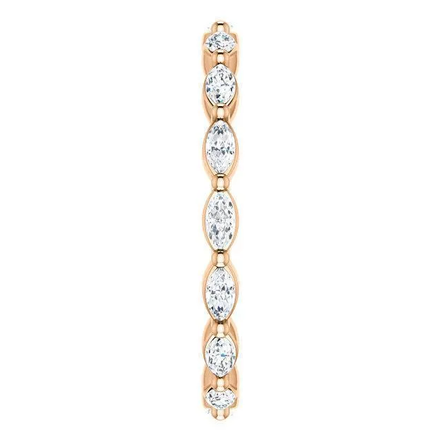 Prestine Marquise Diamond Single Shared Prong Full Eternity Band Fire Brilliance Rings