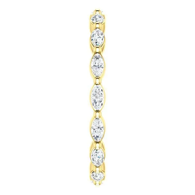 Prestine Marquise Diamond Single Shared Prong Full Eternity Band Fire Brilliance Rings