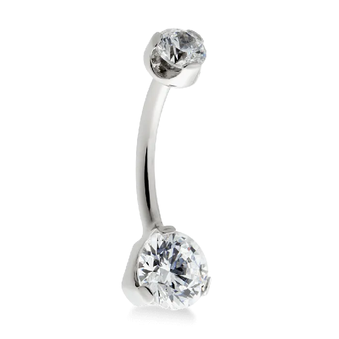 ProngSet Faceted Navel Curve White CZ Anatometal Rings