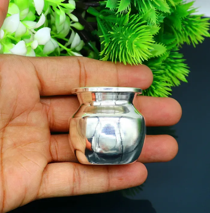 Pure 925 sterling silver handmade plain small Kalash or pot unique special silver puja article water or milk kalash pot india sv201 TRIBAL ORNAMENTS Rings