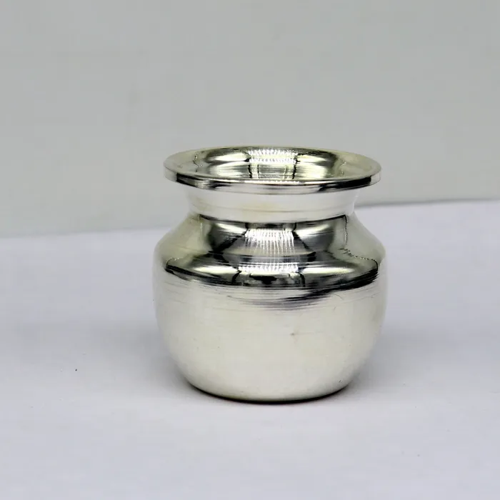 Pure 925 sterling silver handmade plain small Kalash or pot unique special silver puja article water or milk kalash pot india sv201 TRIBAL ORNAMENTS Rings