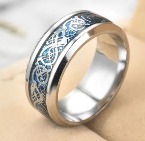 R426 Silver Blue Geometric Titanium Stainless Steel Ring 01 Rings