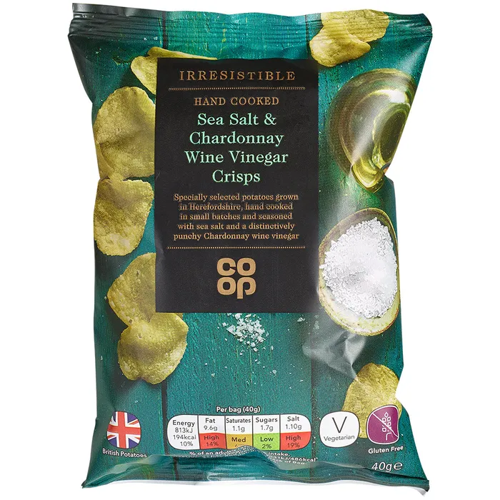 Ramsden International Earrings Co Op Irresistible Sea Salt Chardonnay Wine Vinegar Crisps 40g