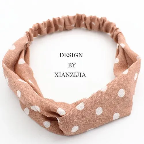 Rings 01 H283 Mauve with White Polka Dots Cloth Hair Band