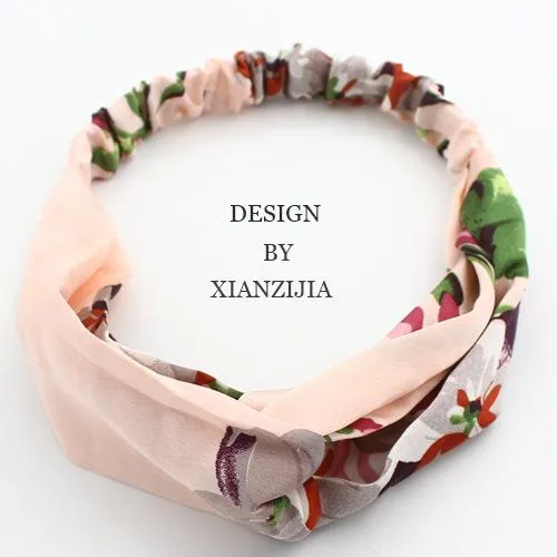 Rings 01 H299 Pink Geranium Floral Cloth Hair Band