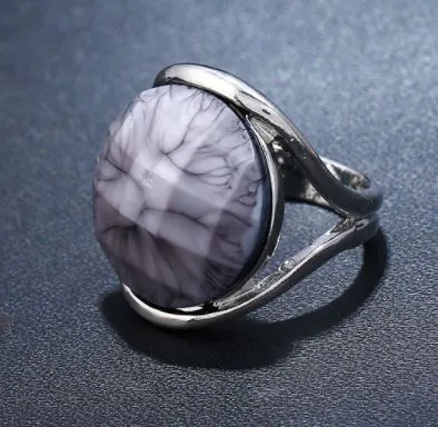Rings 01 R456 Silver Gray Gemstone Ring