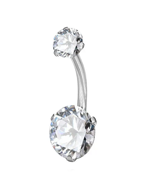 Rings 02 P111 Silver Crystal Rhinestone Belly Button Ring