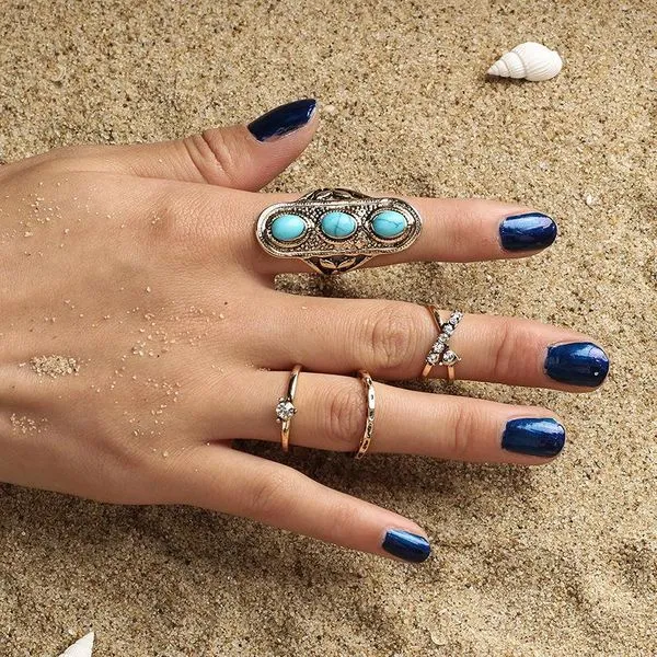 Rings 02 RS55 Gold Color 4 Piece Ring Set