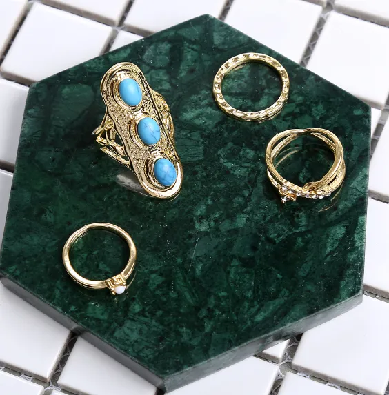 Rings 02 RS55 Gold Color 4 Piece Ring Set