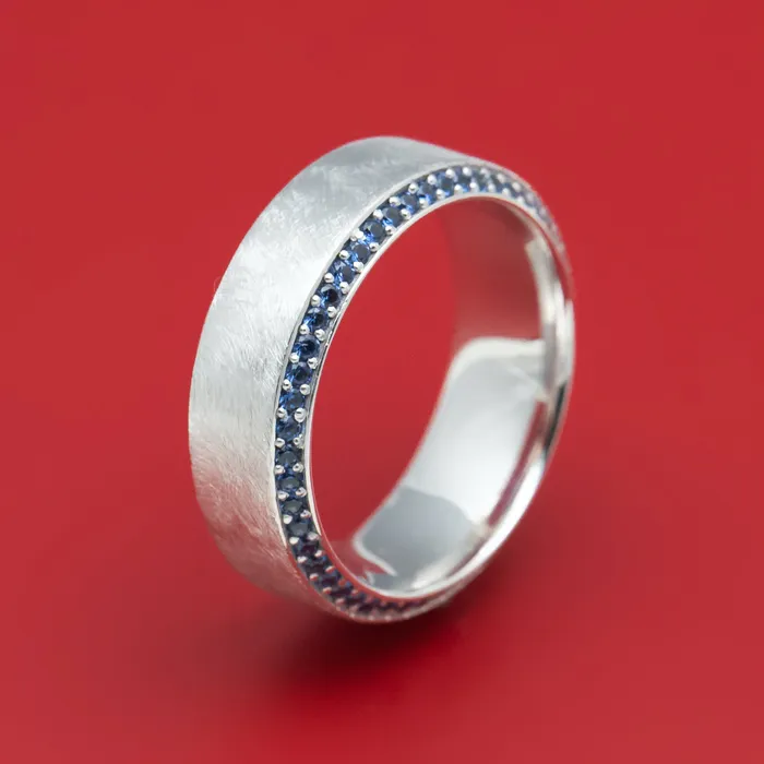 Rings 14K White Gold and Eternity Sapphire Ring Lashbrook Rings 14K White Gold and Eternity Sapphire Ring Lashbrook