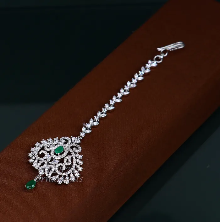 Rings 925 sterling silver customized gold tone cubic zircon stone head jewelry mang tika bridal wedding set belly dance charm hair jewelry MT04 TRIBAL ORNAMENTS