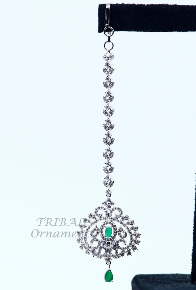 Rings 925 sterling silver customized gold tone cubic zircon stone head jewelry mang tika bridal wedding set belly dance charm hair jewelry MT04 TRIBAL ORNAMENTS