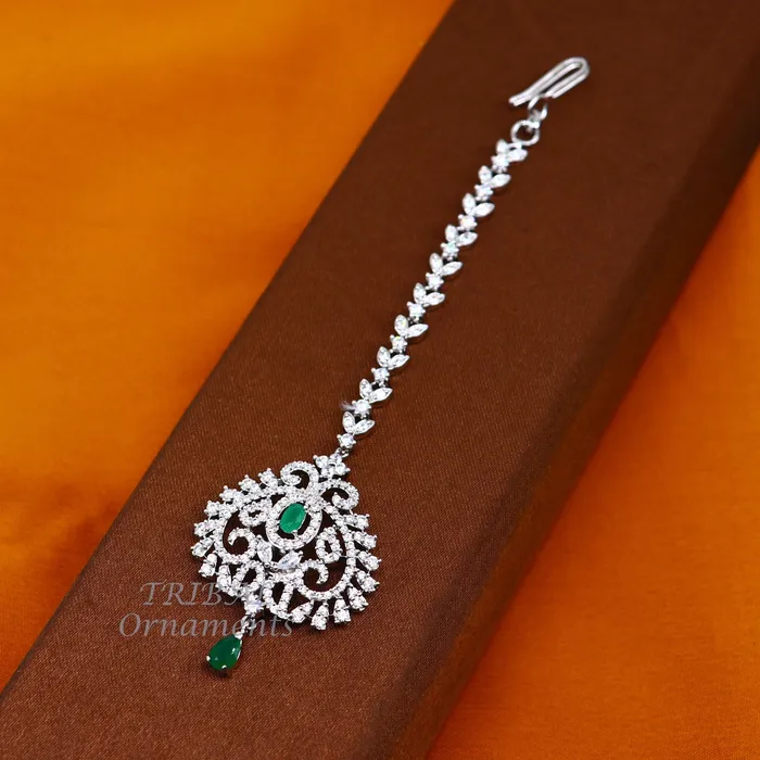Rings 925 sterling silver customized gold tone cubic zircon stone head jewelry mang tika bridal wedding set belly dance charm hair jewelry MT04 TRIBAL ORNAMENTS