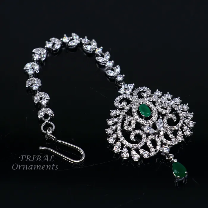 Rings 925 sterling silver customized gold tone cubic zircon stone head jewelry mang tika bridal wedding set belly dance charm hair jewelry MT04 TRIBAL ORNAMENTS