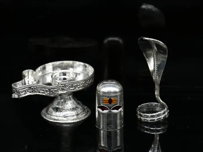 Rings 925 sterling silver handmade small Lord shivaLinga Stand silver utensil silver puja temple art shiva lingam stand with serpent art36 TRIBAL ORNAMENTS