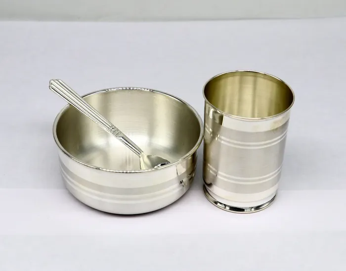 Rings 999 fine silver water milk glass and bowl silver tumbler silver spoon silver utensils silver baby food utensils silver article sv198 TRIBAL ORNAMENTS