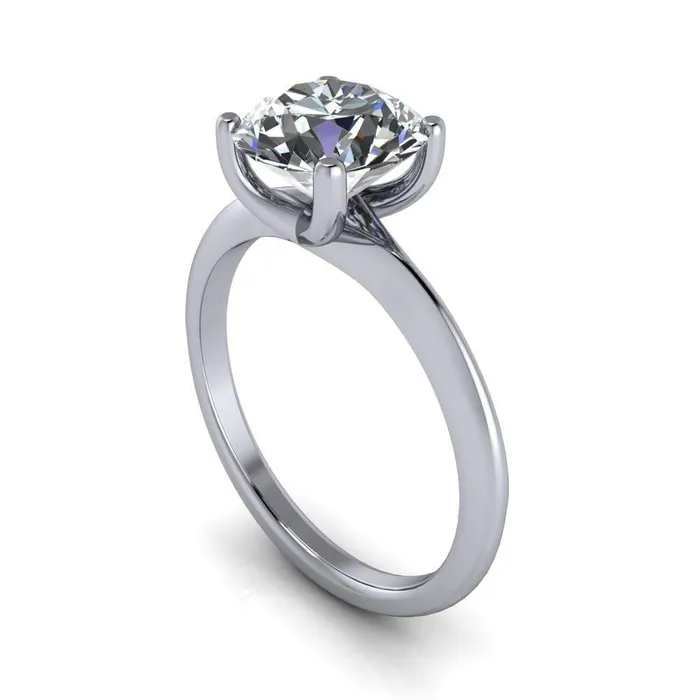 Rings Camila Round Center Stone Classic 4 Cross Prongs Elegant Solitaire Ring Fire Brilliance 
