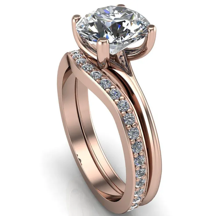 Rings Camila Round Center Stone Classic 4 Cross Prongs Elegant Solitaire Ring Fire Brilliance 