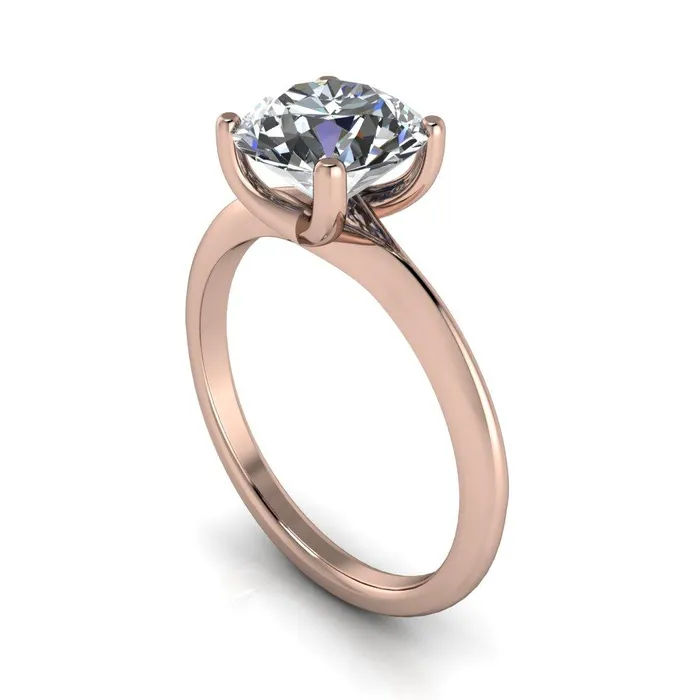 Rings Camila Round Center Stone Classic 4 Cross Prongs Elegant Solitaire Ring Fire Brilliance 