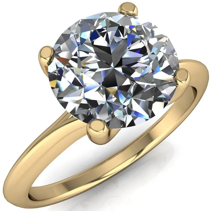 Rings Camila Round Center Stone Classic 4 Cross Prongs Elegant Solitaire Ring Fire Brilliance 