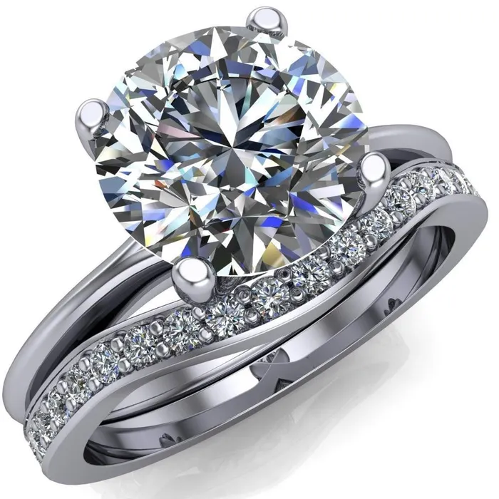 Rings Camila Round Center Stone Classic 4 Cross Prongs Elegant Solitaire Ring Fire Brilliance 