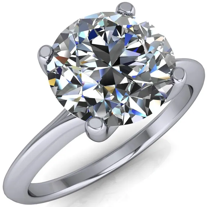 Rings Camila Round Center Stone Classic 4 Cross Prongs Elegant Solitaire Ring Fire Brilliance 