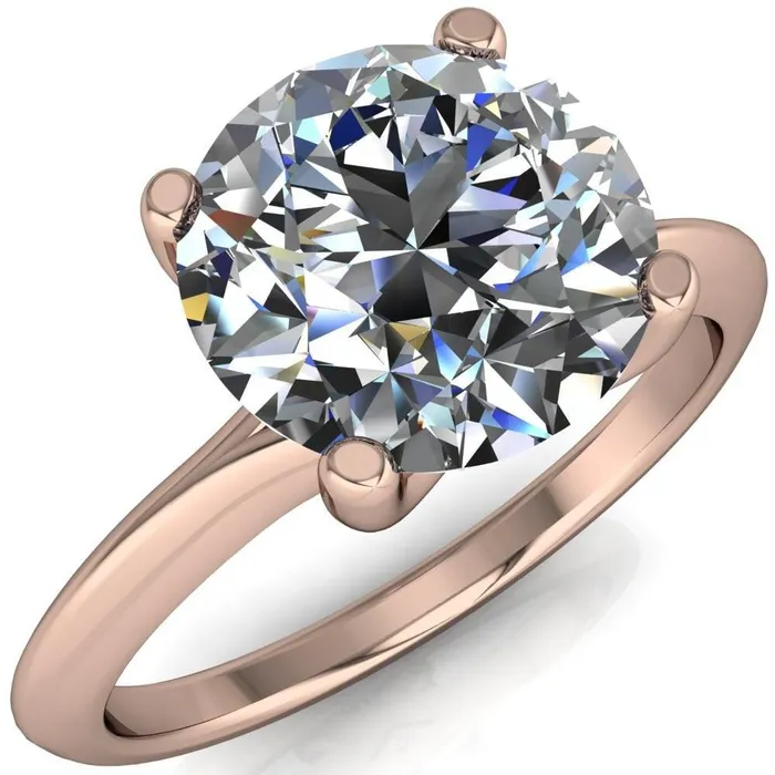 Rings Camila Round Center Stone Classic 4 Cross Prongs Elegant Solitaire Ring Fire Brilliance 