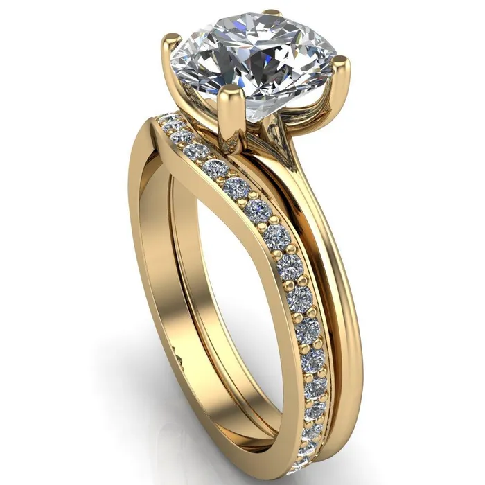 Rings Camila Round Center Stone Classic 4 Cross Prongs Elegant Solitaire Ring Fire Brilliance 