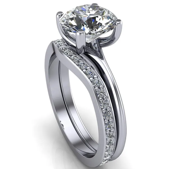 Rings Camila Round Center Stone Classic 4 Cross Prongs Elegant Solitaire Ring Fire Brilliance 