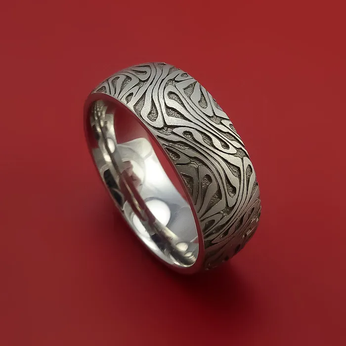 Rings Cobalt Chrome Ring with Marble LaserEtched Pattern Inlay Custom Made Band Lashbrook
