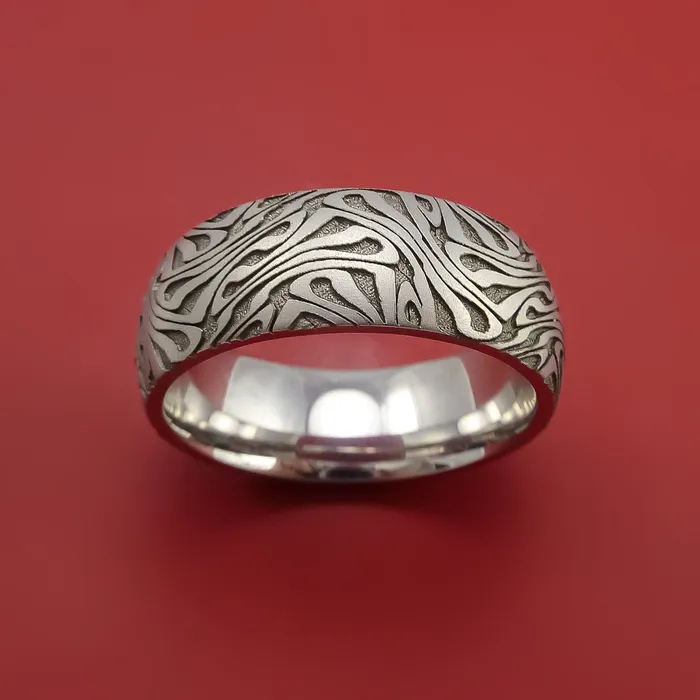 Rings Cobalt Chrome Ring with Marble LaserEtched Pattern Inlay Custom Made Band Lashbrook Rings Cobalt Chrome Ring with Marble LaserEtched Pattern Inlay Custom Made Band Lashbrook
