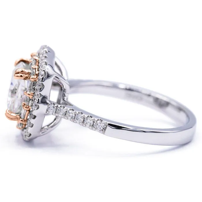 Rings Fire Brilliance 75mm Cushion Center 14k Gold Antique Halo Basket Ring