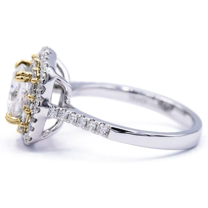 Rings Fire Brilliance 75mm Cushion Center 14k Gold Antique Halo Basket Ring