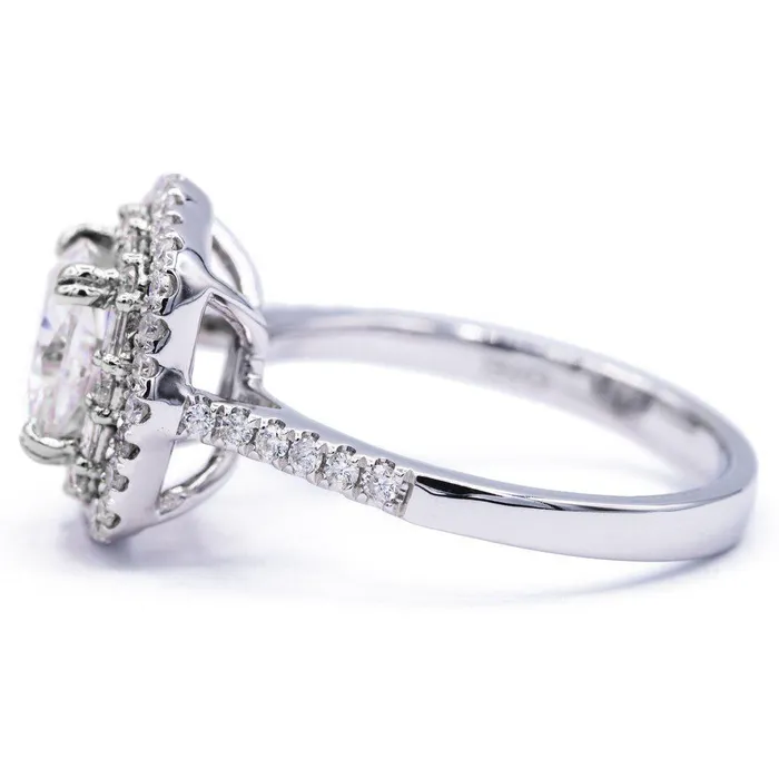 Rings Fire Brilliance 75mm Cushion Center 14k Gold Antique Halo Basket Ring